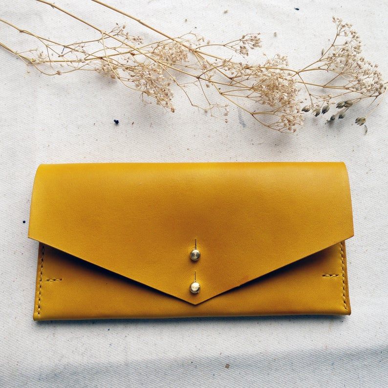 yellow leather wallet